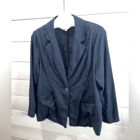 💙 ADDITION ELLE - Navy Linen-Blend Blazer - Size 10 - Picture 8 of 9